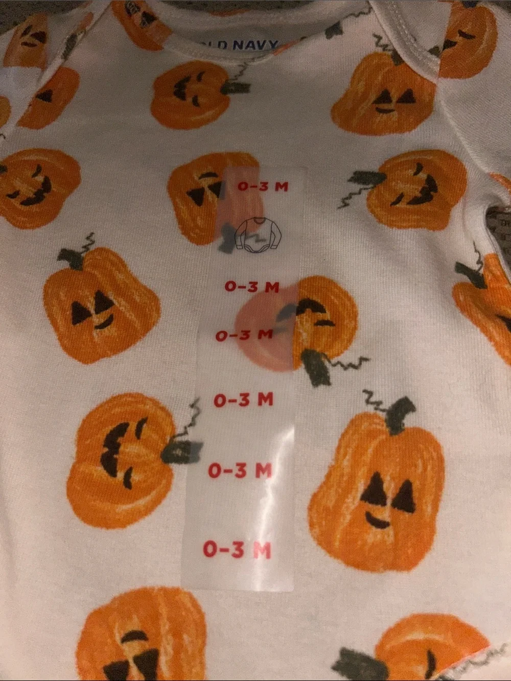 Old Navy White & Orange Pumpkin Print Long-Sleeve One-Piece